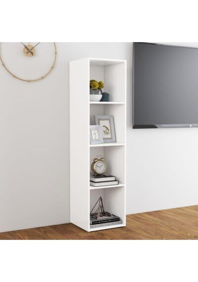 Tdesıgno Ezgi Televizyon Sehpası - Ünitesi -kitaplık-beyaz 144 Cm 4 Raflı Beyaz