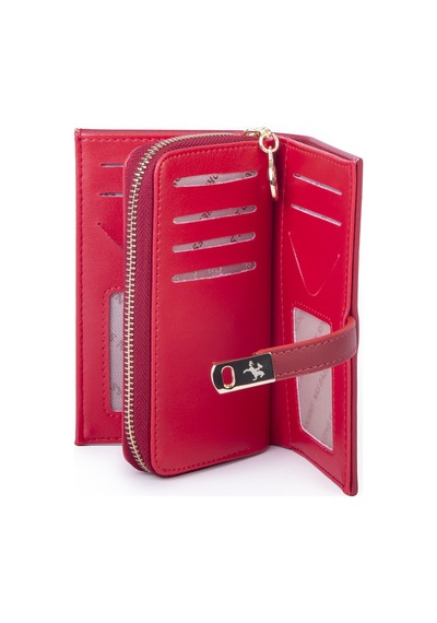 Nas Bag Kadın Orta Boy Kartlık Kağıt Para Ve Bozuk Para Tasarımına Sahip Kırmızı Dona 16x9 Cm Kırmız