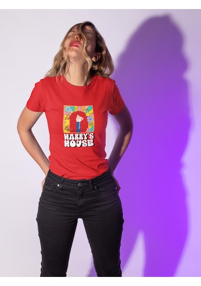 Noıssey Harry Styles - Harry's House Tasarımlı Standart Kalıp Unisex Kırmızı T-shirt