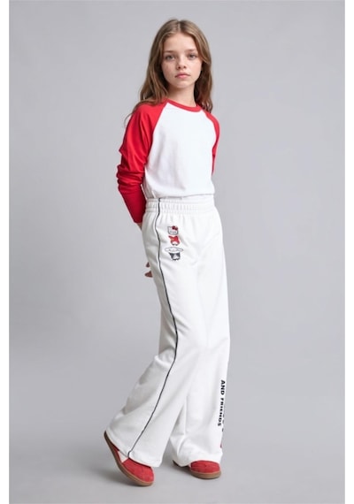 Defacto Hello Kitty Lisanslı And Friends Wıde Leg Ecru Eşofman Altı Kız Çocuk I1690a826auer105 Ekru-er105