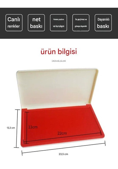 Büyük Boy Kırmızı Istampa 235 133mm Su Bazlı Mürekkep Baskı Pedi Karışık