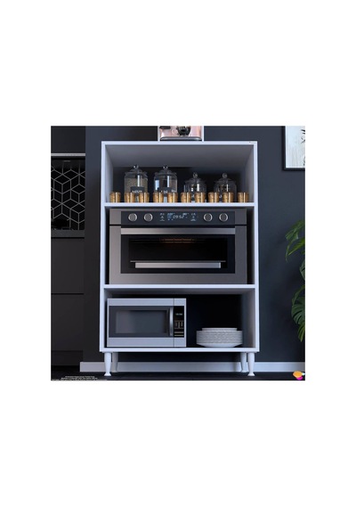 Silva 70x119,2x48 Cm Mikrodalga Ve Midi Fırın Standı - 3 Bölmeli Çok Amaçlı Mutfak Rafı Beyaz Silva 70x119,2x48 Cm Mikrodalga Ve Midi Fırın Standı - 3 Bölmeli Çok Amaçlı Mutfak Rafı Beyaz