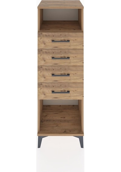 Hyperion Dolap Tek Raflı 4 Çekmeceli 44x44x134 Çam-çam Atlas Çam