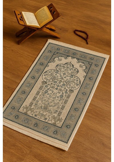 İpek Halı Kalitesinde Seccade 80x125 Cm Yumuşak Viscon İplik, Hediyelik Ve Çeyizlik Namazlık Turkuaz & Krem İpek Halı Kalitesinde Seccade 80x125 Cm Yumuşak Viscon İplik, Hediyelik Ve Çeyizlik Namazlık Turkuaz & Krem
