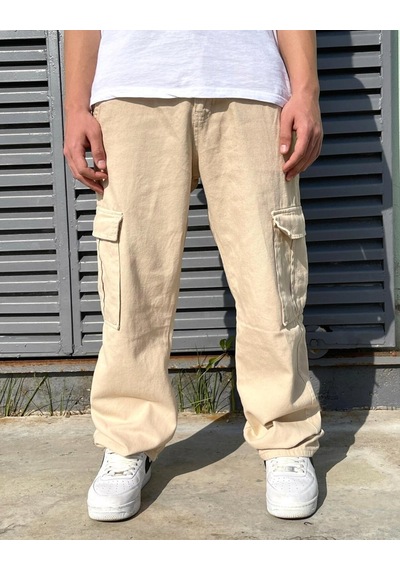 Bpm Premium Baggy Kargo Pantolon Bej 001