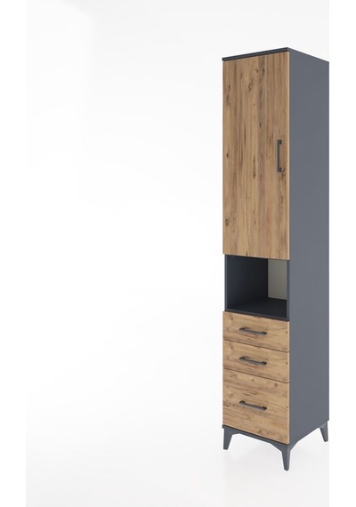 Hyperion Dolap 3 Raflı 3 Çekmeceli Tek Askılı 44x44x221 Antra... Antrasit