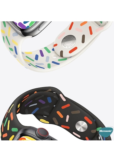 Microsonic Apple Uyumlu  Watch Series 6 44 MM Silikon Kordon V2 Pride Edition