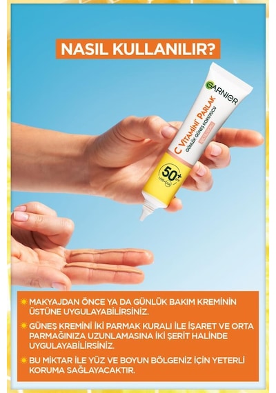 Garnier C Vitamini Parlak Işıltılı Doku Koruyucu Güneş Kremi SPF50+ 2 x 40 ML