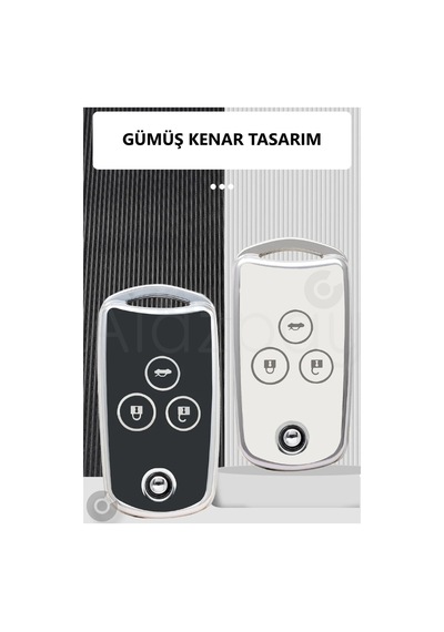 Honda Civic Jazz C-rv H-rv C-rz Accord 3 Tuş Tpu Anahtar Kılıfı Siyah Gümüş
