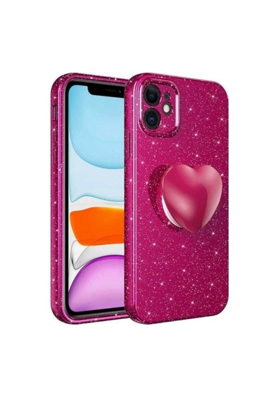 Apple Uyumlu iPhone 11 Kılıf Kamera Korumalı Simli Pop Soketli Lüks Zore Koton Soketli Kapak Mürdüm