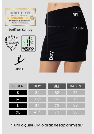 Nt Underwear Bambu Mini Etek Astarı, Mini Jupon - Doğal Kumaş, Modern Kalıp. Siyah