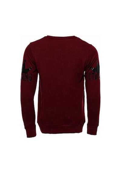 Bordo Taşlı Baskılı Sweatshirt - Wessi Siyah