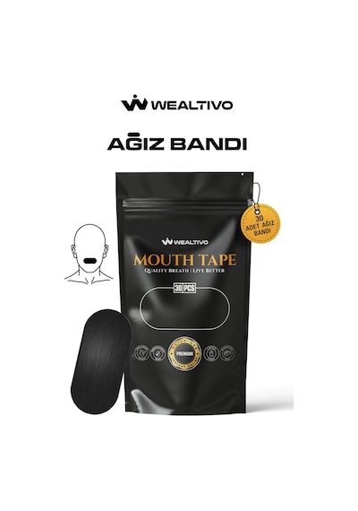 Wealtivo Premium Mouth Tape Ağız Bandı Siyah 30’lu