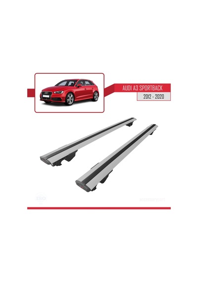 Audi A3 Sportback 2012-2020 Arası İle Uyumlu Hook Model Anahtar Kilitli Ara Atkı Tavan Barı Gri