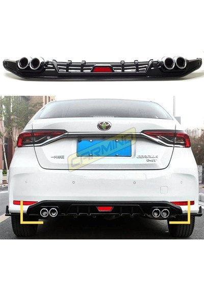 Carmind Toyota Corolla Uyumlu Uyumlu Arka Tampon Difüzörü Piano Black 2019-2021