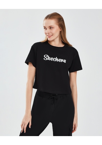 Skechers Graphic T-Shirt W Short Sleeve Kadın Siyah Tshirt S241212-001 Siyah