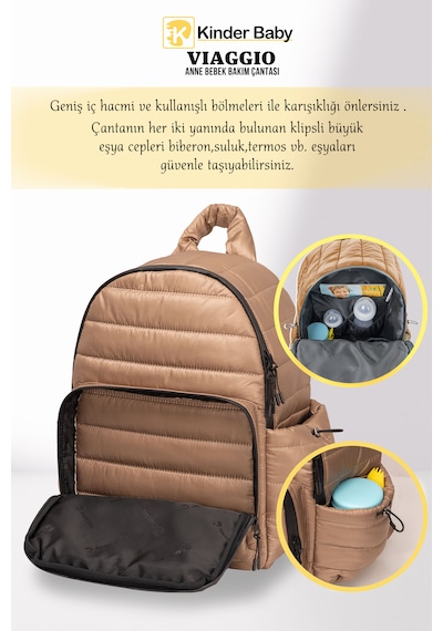 Kinder Baby Viaggio Termal Bej Bebek Bakım Çantası Bej