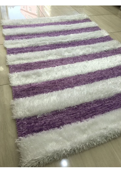 Saray Halı Otantik 125x180 Beyaz Lila El Örgüsü Tüylü Halı !