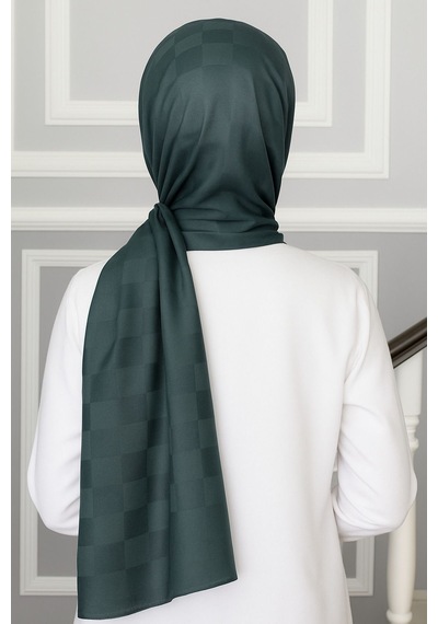 Mim Eşarp Emproyal Silver Jakar Dama Desenli Şal 75x190 Cm Füme