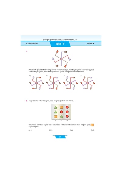 4. Sınıf Zihin Çalıştıran Eğlenceli Kanguru Matematik Soruları