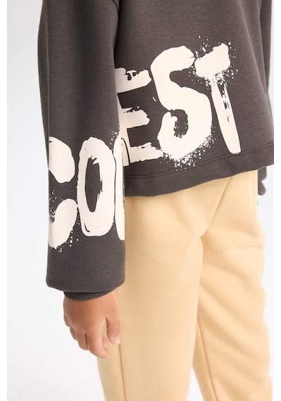 Defacto Kız Çocuk Bisiklet Yaka Baskılı Kalın Sweatshirt D2882a824wnar227 Antrasit