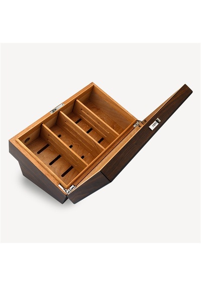 Lubinski Cedar Camlı Puro Kutusu Humidor Double Kahve 25s