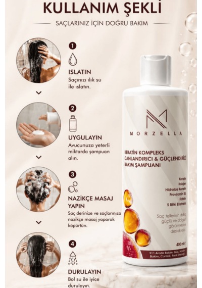 Keratin Ve Kolajen İçerikli Dolgunlaştırıcı Canlandırıcı Şampuan 400 Ml Tüm Saç Tipleri