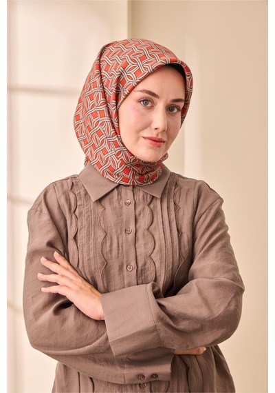 Silk Home Twill İpek Eşarp 11479-21 Parlak Turuncu, Vizon