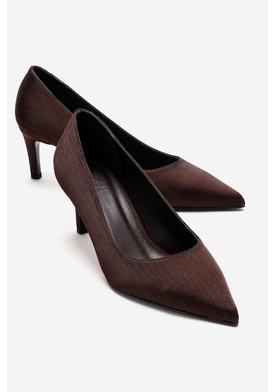 Luvishoes Velmıra Kahverengi Saten Kadın Topuklu Ayakkabı