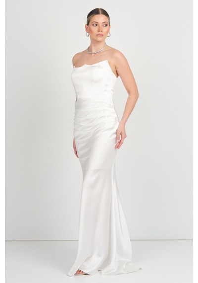 Carmen Kadın Straplez Maxi Boy Abiye Elbise 58565 Beyaz Beyaz