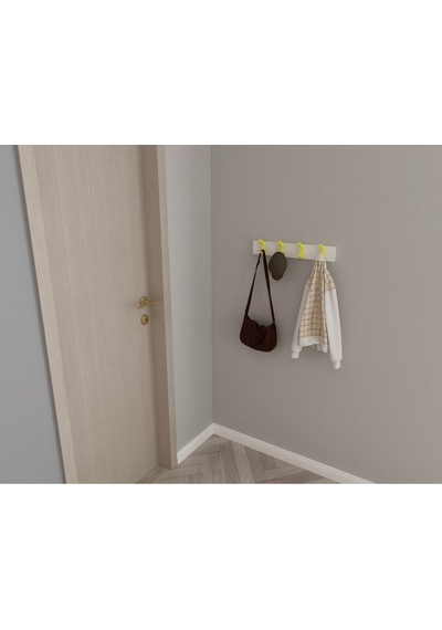 Hepsi3boyutlu Modern Duvar & Kapı Kanca Askılık - 4 Adet Sarı Kanca Askılık - Model No : 2 Sarı