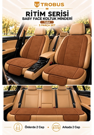 Trobus Ritim Nissan Qashqai 2007-2013 Baby Face 5'li Koltuk Minderi Taba