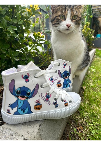 Scarpe Magiche Kız Çocuk Stitch Baskılı Günlük Spor Ayakkabı Sevimli Karakter Desenli Beyaz Scarpe Magiche Kız Çocuk Stitch Baskılı Günlük Spor Ayakkabı Sevimli Karakter Desenli Beyaz