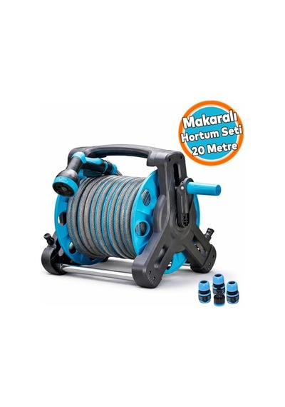 Makaralı Hortum Seti 20 Metre Garden Kit Bahçe Çeşme Su Hortumu İç Çap 1/2 Sulama Araç Yıkama