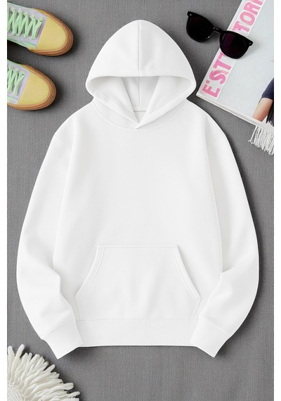 Uyguntarz Scream Baskılı Oversize Sweatshirt beyaz