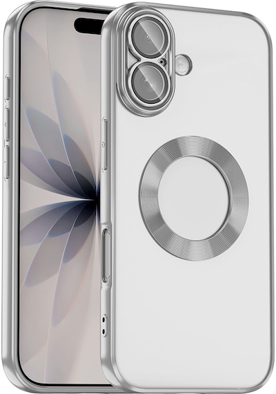 Apple Uyumlu iPhone 17 Kılıf Kamera Korumalı Logo Gösteren Zore Omega Kapak Gümüş