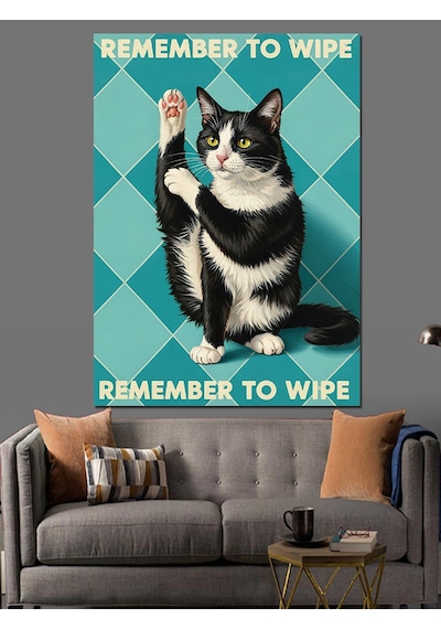 Kara Kedi Unut Silmeyi Dekoratif Kanvas - Mdf Ahşap Tablo