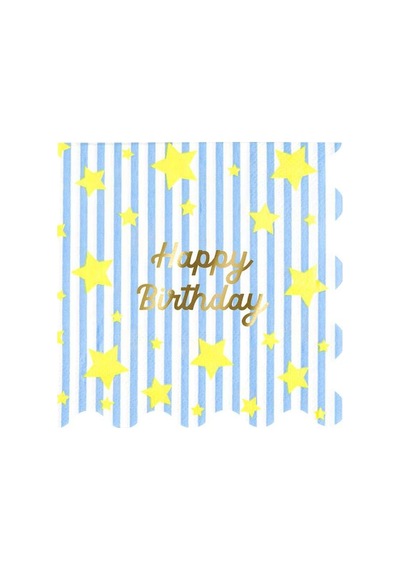 Meri Meri - Bright Star Happy Birthday Large Napkins - Parlak Yıldız Happy Birthday Peçeteler - L - 16 Adet