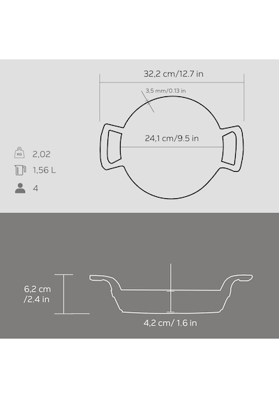 Lava Döküm Yuvarlak Sahan Döküm Demir Yekpare Çift Kulplu Çap Ø 24cm Genel