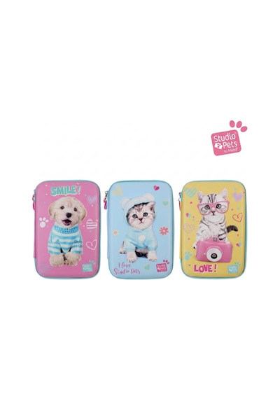 Bakgelal Studio Pets 3d Kabartmalı Kalem Kutusu Kedi Köpek Desenli Fermuarlı Bölmeli Okul Kalemliği Büyük - 9045016789168 124-Pembe