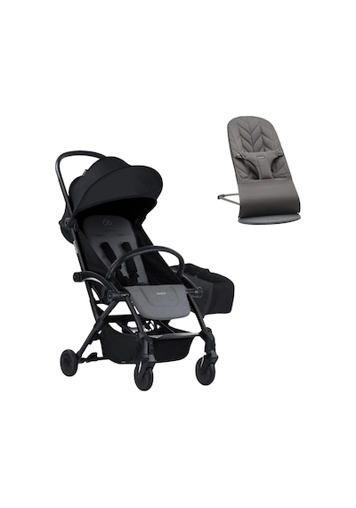 Bumprider Connect³ Bebek Arabası Black-grey Melange- Yan Düzenleyici Çanta & Babybjörn Bliss Ana Kucağı Petal Woven Anthracite