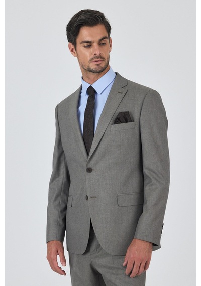 İmza Bej Mono Yaka Esnek 6 Drop Comfort Fit Classic Takım Elbise 1001250152 Bej