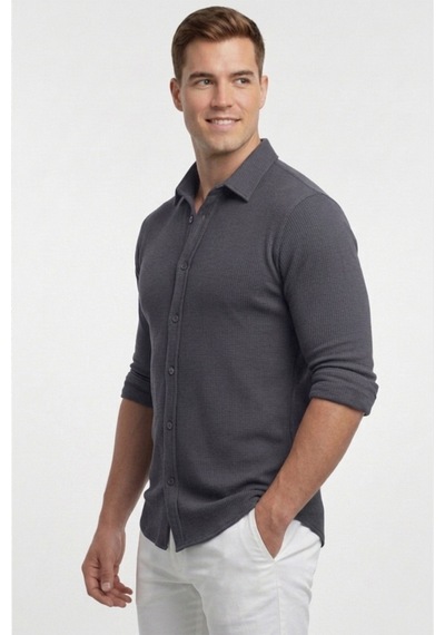 Deepsea Füme Slim Fit Örme Kumaş Likralı Erkek Gömlek Nefes Alan Esnek Ve Modern Tasarım 2602604 Deepsea Füme Slim Fit Örme Kumaş Likralı Erkek Gömlek Nefes Alan Esnek Ve Modern Tasarım 2602604