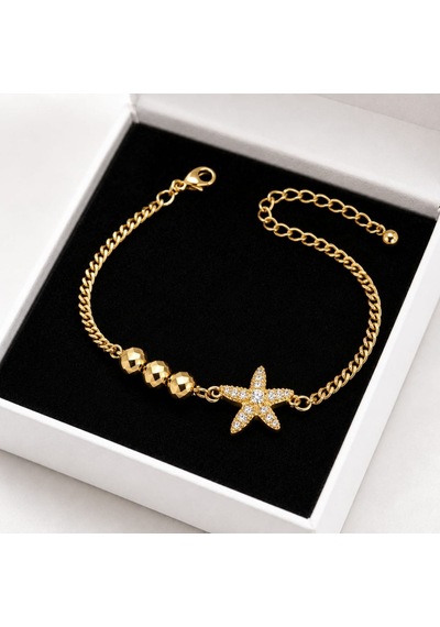 Cm Jewelry Parıltılı Deniz Yıldızı Bileklik Altın