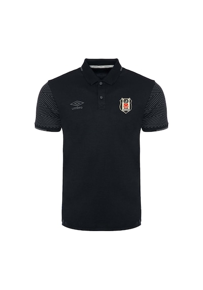 Beşiktaş Orijinal Lisanslı Polo Yaka Siyah Spor T-shirt SIYAH