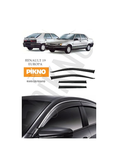 Renault 19 Europa Kromlu Cam Rüzgarlığı 4'lü Set A+ Plus