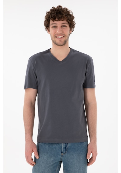 U.S. Polo Assn. Erkek Regular Fit V Yaka Antrasit Basic Tişört 50305858-VR006 U.S. Polo Assn. Erkek Regular Fit V Yaka Antrasit Basic Tişört 50305858-VR006