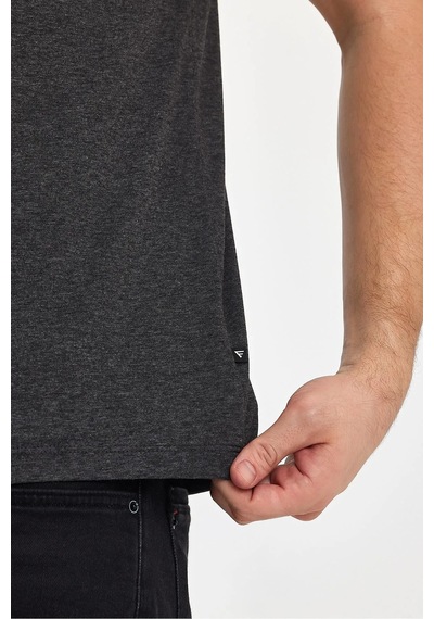Erkek Compact Penye V Yaka T-shirt Antrasit