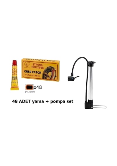 Bisiklet Hava Şişirme Pompası + 48 Adet Lastik Yama Çok Renkli