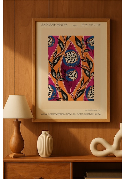 Semerkand Doğal Ahşap Çerçeveli Poster, Dekoratif Sanatsal Duvar Tablosu